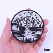 DIY Adventure Travel Patches For Clothing Mountain Camping Badge Space Stripe Iron On Patches On Clothes UFO Embroidery Patch