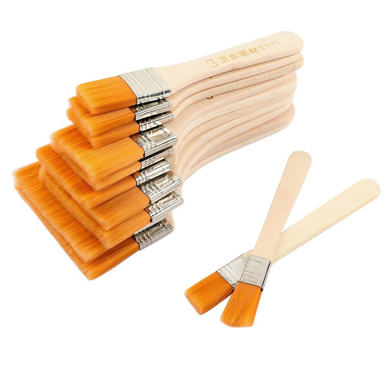 12pcs/set Memory Nylon Paint Brushes Set for Acrylic Oil Drawing Watercolor Wooden Painting Brush Tools Art Supplies