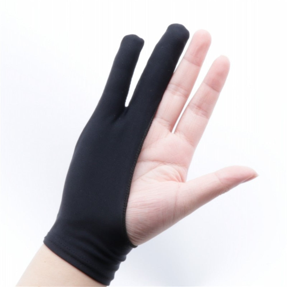 1pc Black 2 Fingers Anti-fouling Gloves Anti Touch Hand Drawing for Sketch Oil Paintings Students Digital Tablet Writing Glove