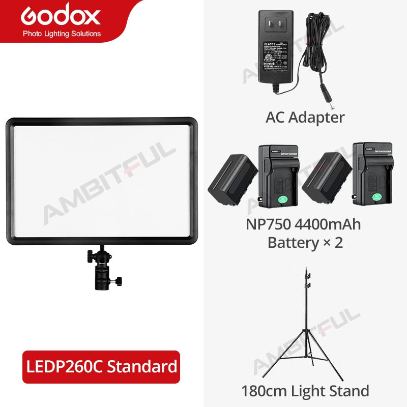 GODOX LEDP260C Ultra-thin 30W 3300-5600k LED Video Light Panel Lamp for Digital DSLR Camera Studio Photography