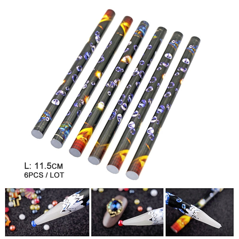 1set/lot quality Crystal Pen picking up Rhinestones Gems Sticky Wax Pencil DIY Tools for Nail art Cloth Diamond Picker Painting