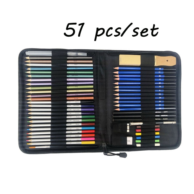 144PCS Color Pencil and Sketch Pencils Set for Drawing Art Tool Kit 72 Pcs Watercolor Metallic Oil Pencil Artist Art Supplies