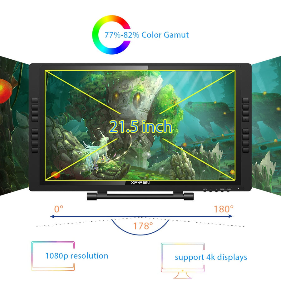 XPPen Artist 22EPro Graphic tablet Drawing tablet Digital Monitor with Shortcut keys and Adjustable Stand 8192